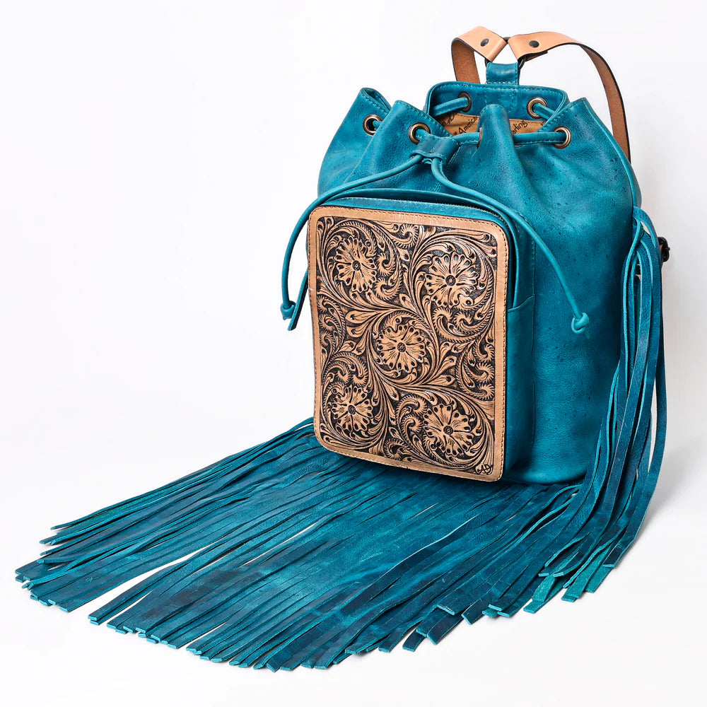 Turquoise leather backpack hot sale