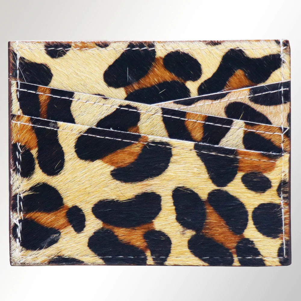 American Darling Tooled Leather Card Wallet - Hair On Cheetah