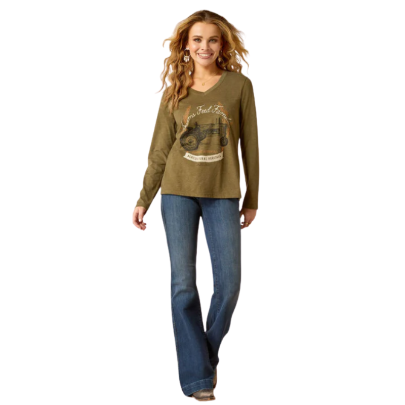 Ariat Women's AG Heritage Long Sleeve T Shirt - Military Heather