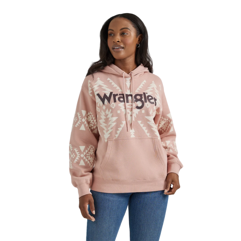 Wrangler Women's HO24 Aztec Print Hoodie - Pink