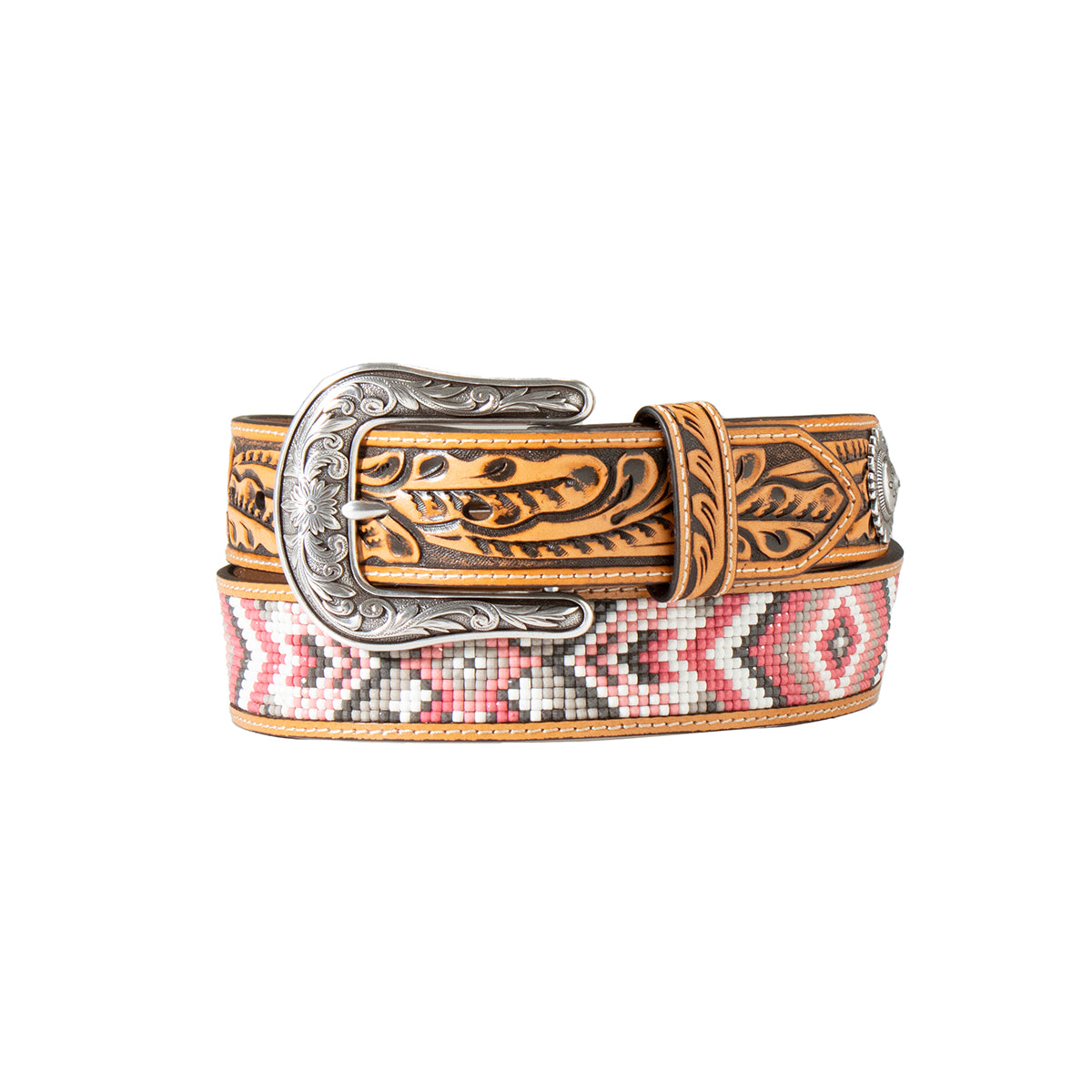 Angel Ranch Ladies Beaded Inlay Belt - Pink