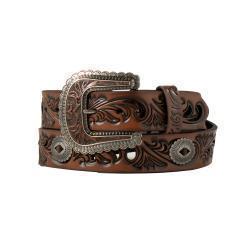 Angel Ranch Filigree Oval Conchos Belt- Brown