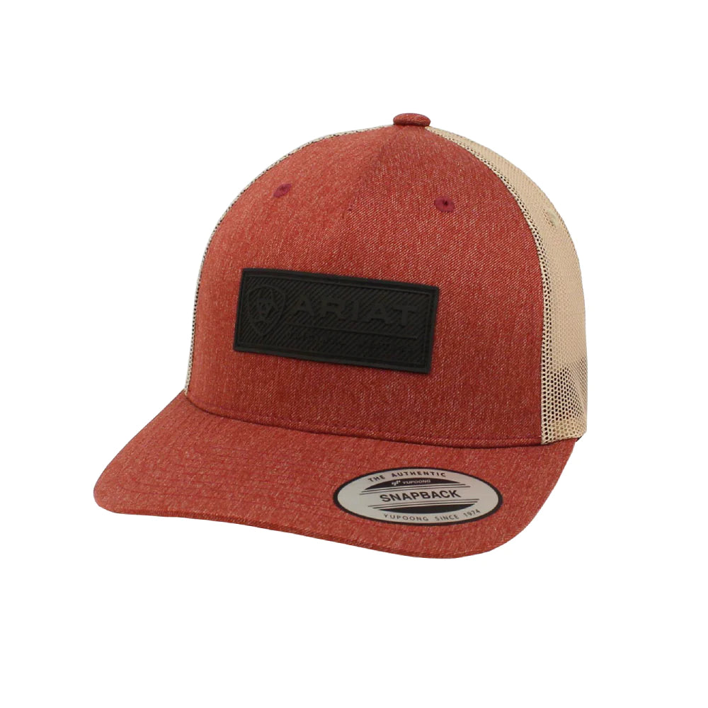 Ariat Men's Snapback Cap - Red w/Rubber Logo Patch