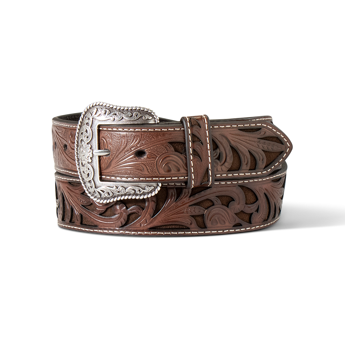 Ariat Women's Floral Embroidered Buck Lace Belt - Brown