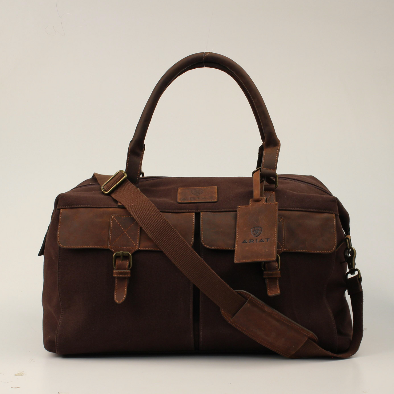 Ariat Canvas Duffle Bag - Leather Brown