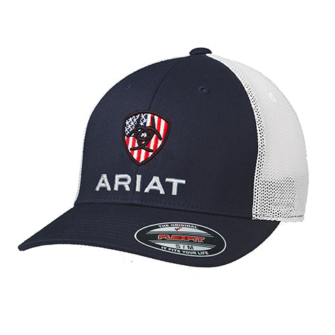**Ariat Trucker Flexfit USA Shield Ball Cap - Navy