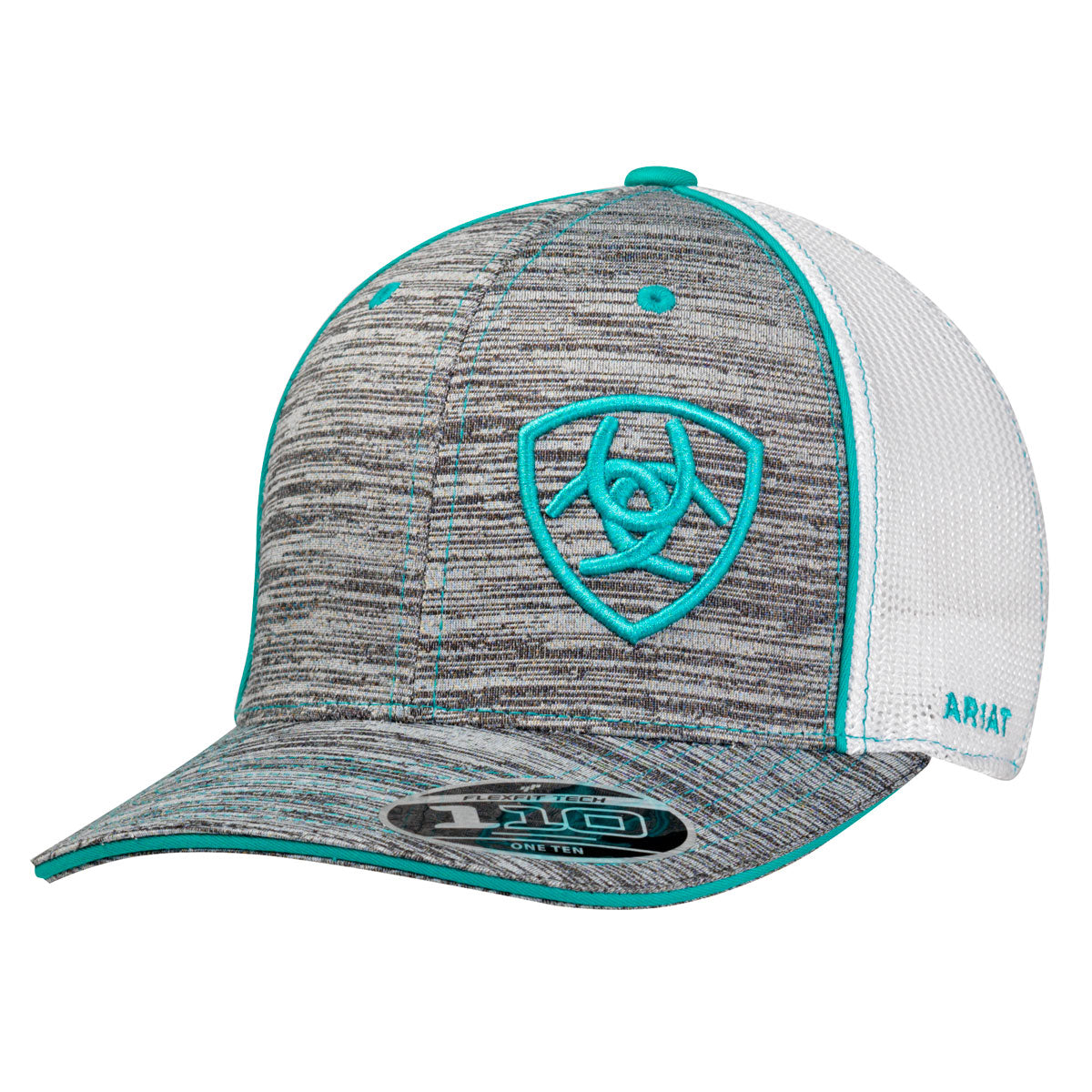 Ariat Men's Flexfit 110 Cap - Grey Heather w/Turquoise