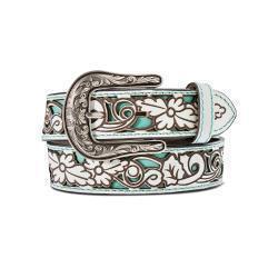 Ariat Girl's Floral Filigree with Inlay Belt- Turquoise