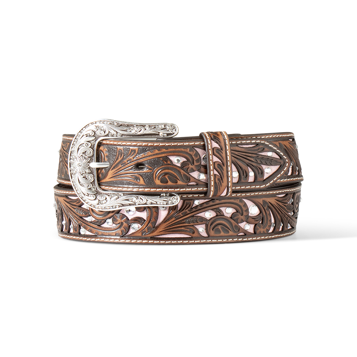 Ariat Women's Scrolling Filigree w/Crystals Belt - Brown