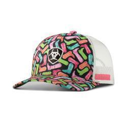 Ariat Women's Cowboy Boot Print Snap Back Cap- Multi