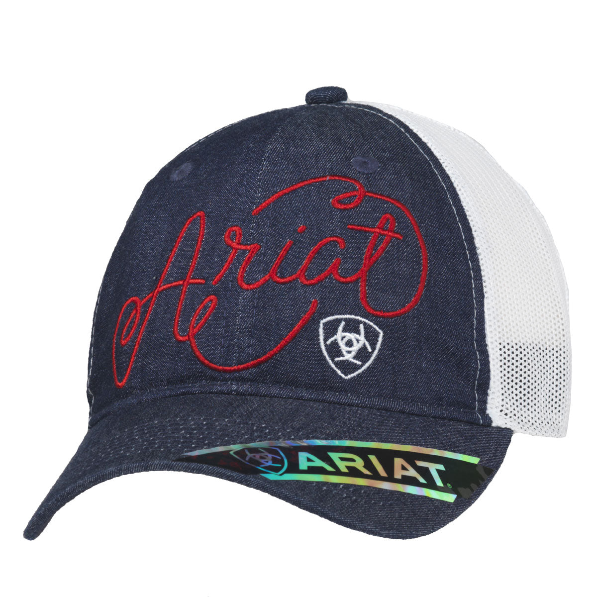 Ariat Women's Cursive Logo Denim Cap - Blue/White