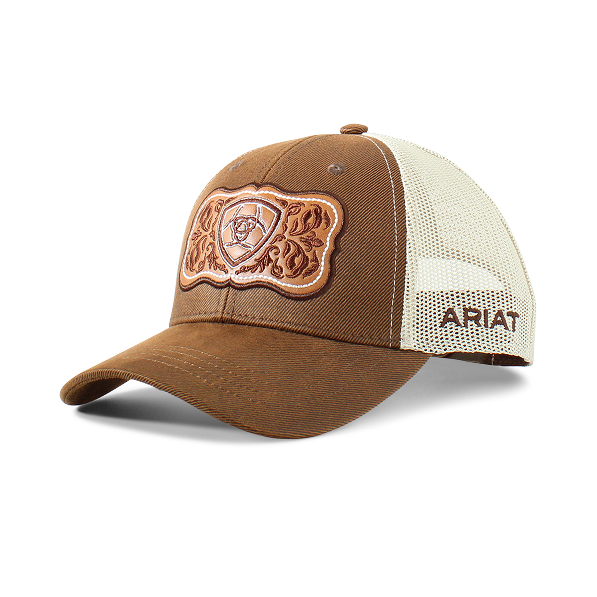 Ariat Ladies Snapback Floral Logo Cap - Brown Faux