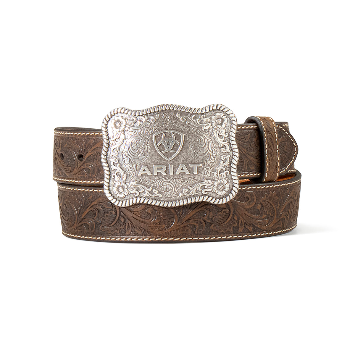 Ariat Men's Floral Embossed Belt - Aged Bark