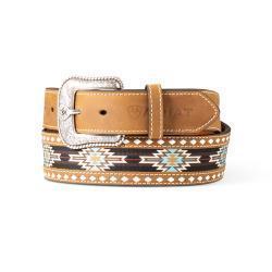 Ariat Men's Southwestern Diamond Lacing Belt- Brown