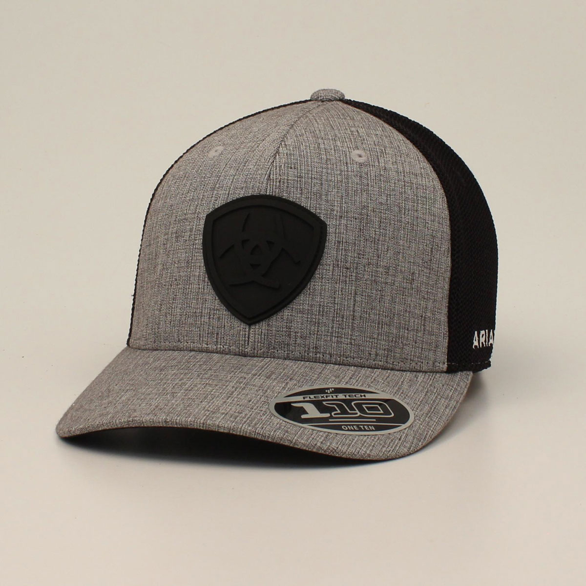 Ariat Men's Flexfit 110 Cap - Charcoal w/Rubber Shield Logo Patch