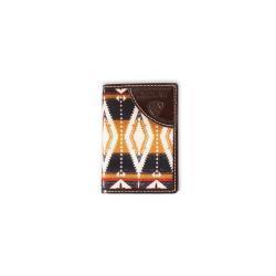 Ariat Men's Trifold Southwestern Fabric Wallet- Brown
