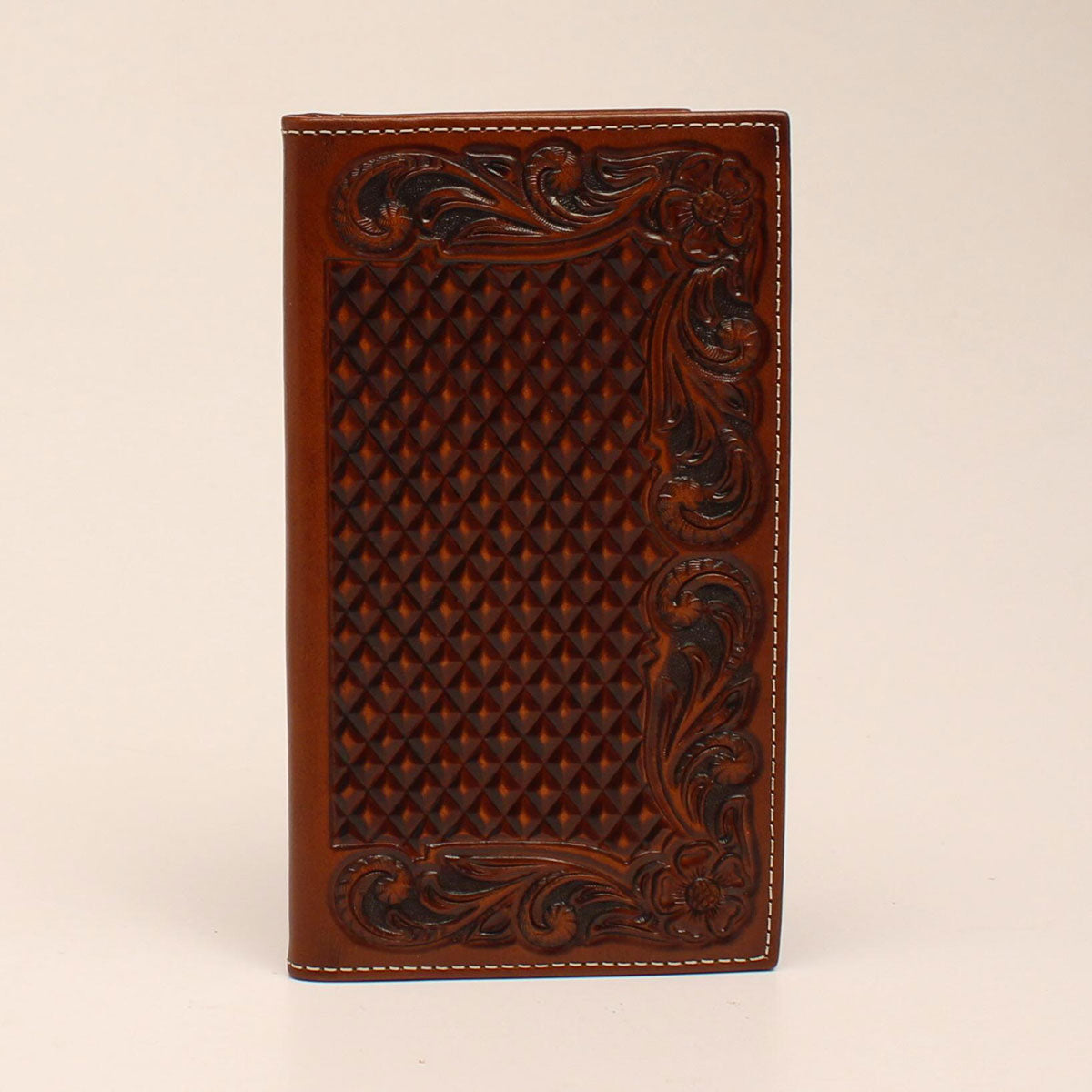 Ariat Men's Basketweave Floral Embossed Rodeo Wallet - Tan