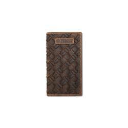 Ariat Men's Rodeo Basket Weave Wallet- Medium Brown