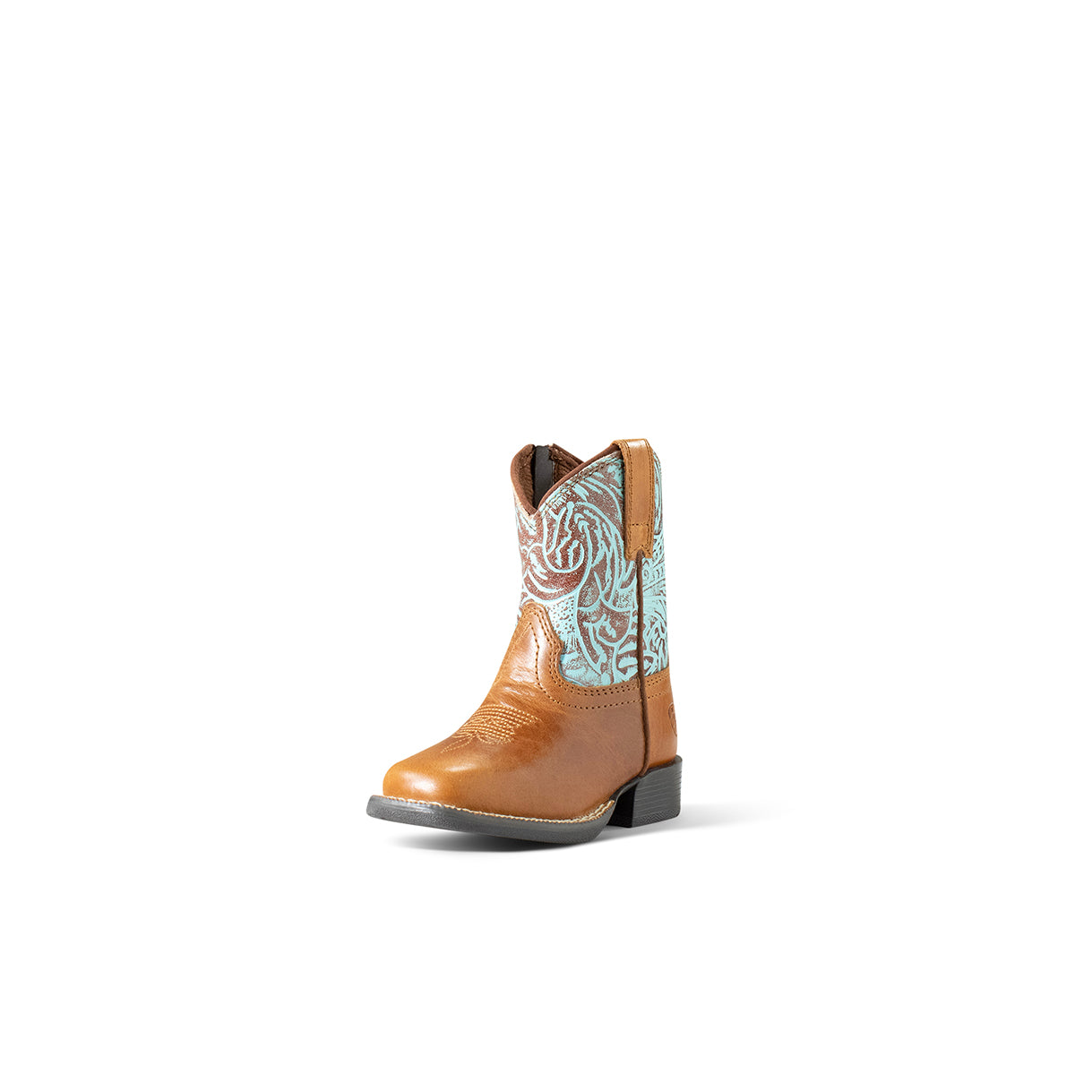 Ariat Toddler's Round Up Style Lil' Stompers Boots - Brown w/Turquoise Design