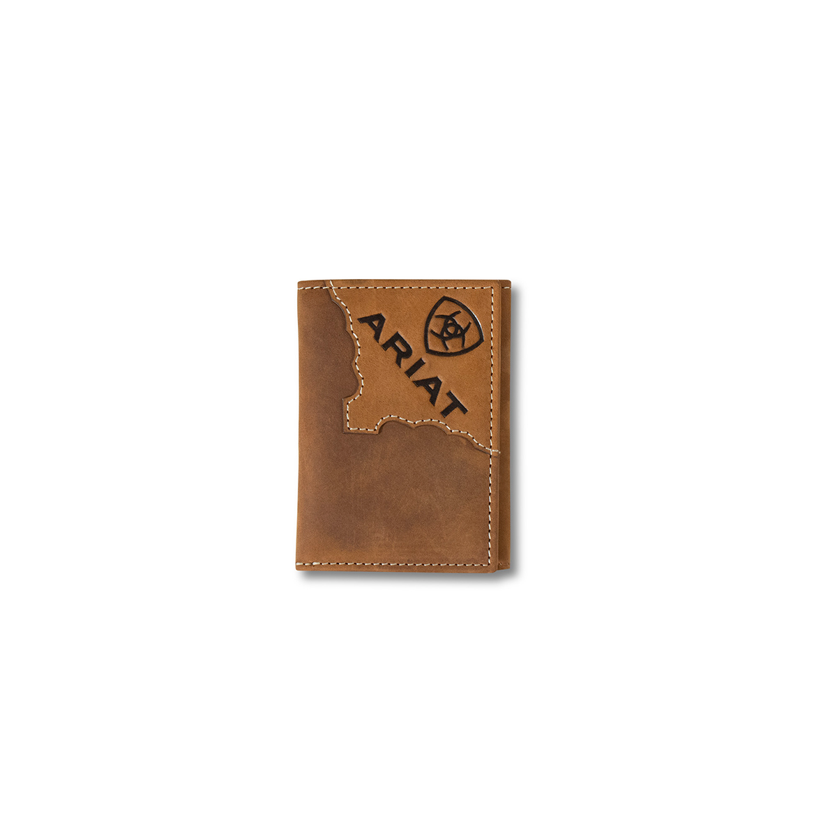 Ariat 2-Tone Leather Trifold Wallet - Medium Brown