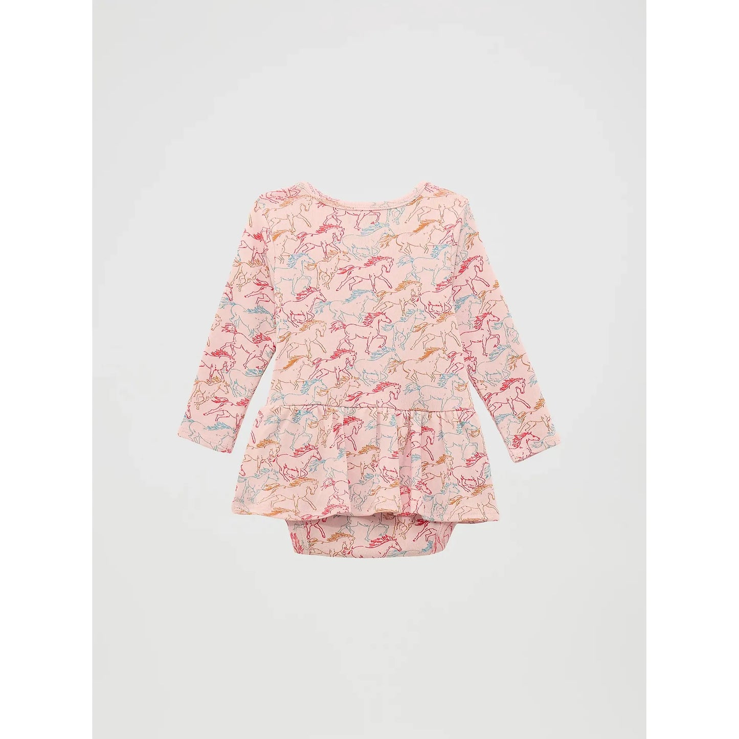 Wrangler Baby Girl's Long Sleeve Allover Print Skirted Onesie - Pink