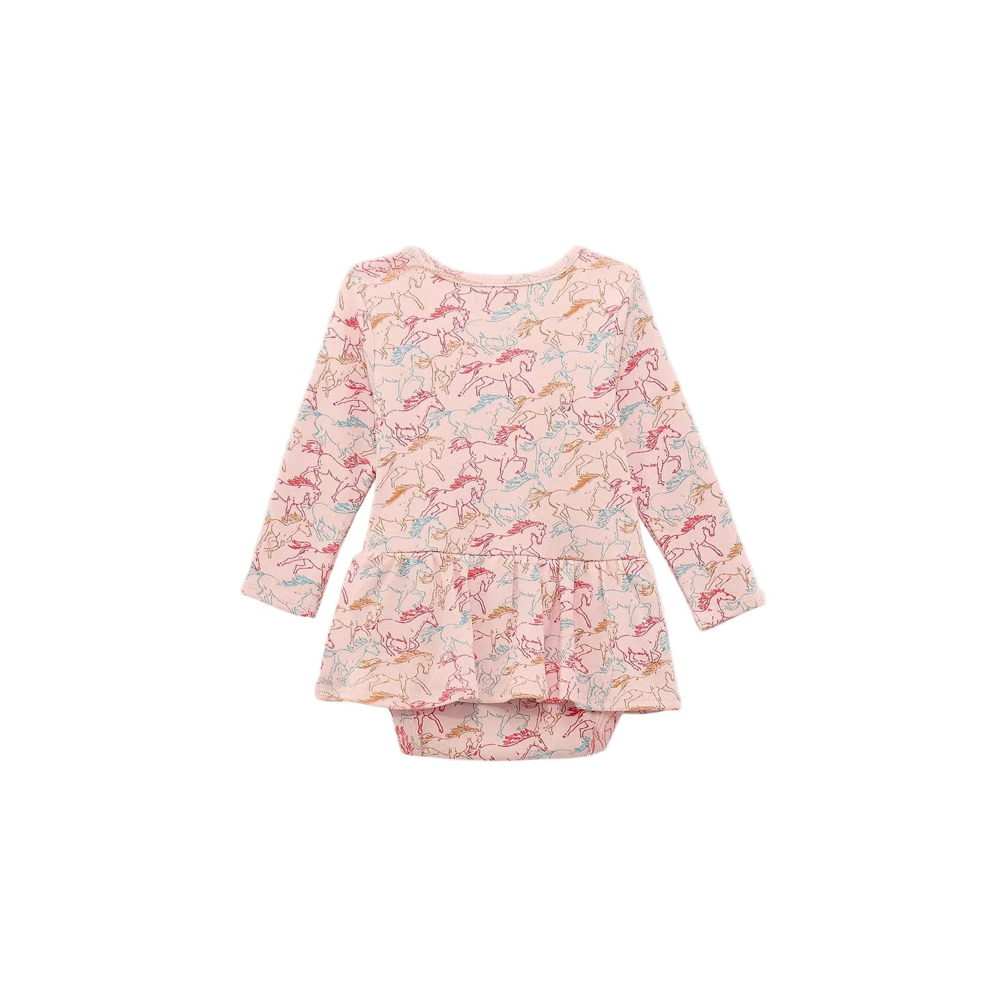 Wrangler Baby Girl's Long Sleeve Allover Print Skirted Onesie - Pink