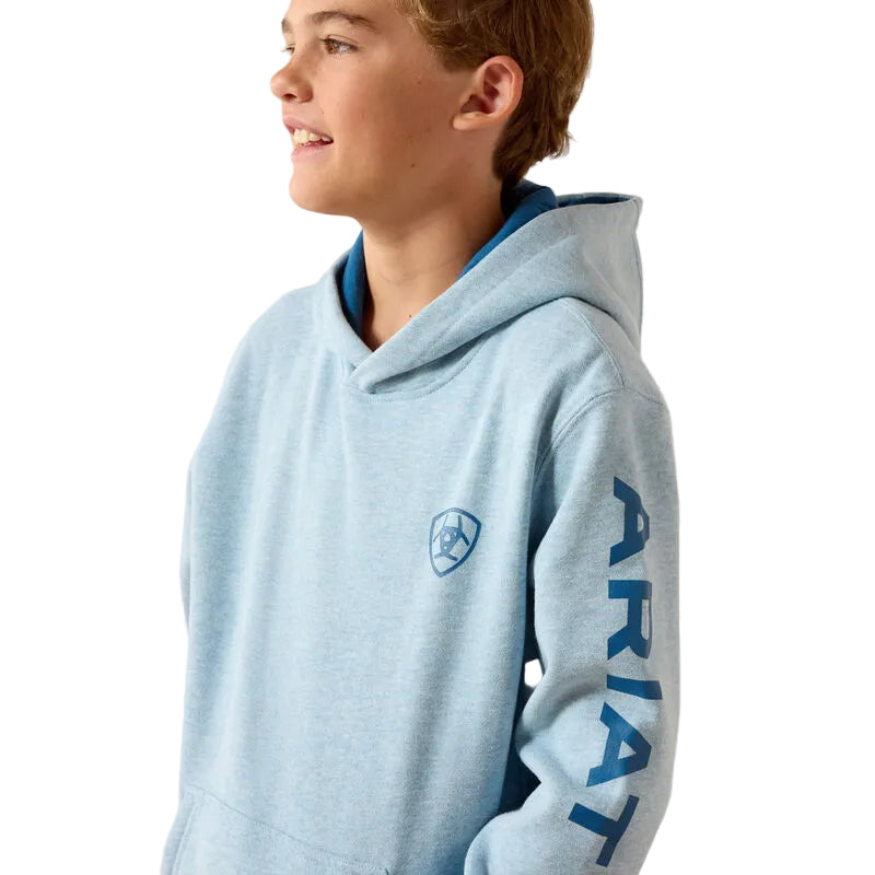 Ariat Boy's Logo Long Sleeve Hoodie - Baby Blue Heather - Irvine Tack & Western Wear