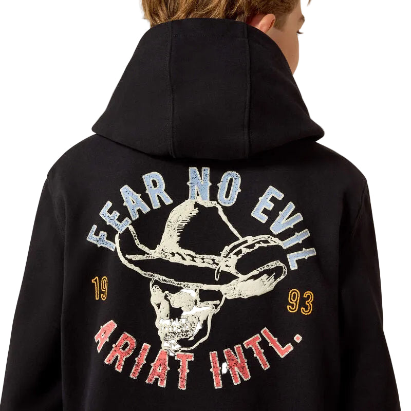 Ariat Boy's Ariat Stitched Skull Long Sleeve Hoodie - Black - Irvine Tack & Western Wear
