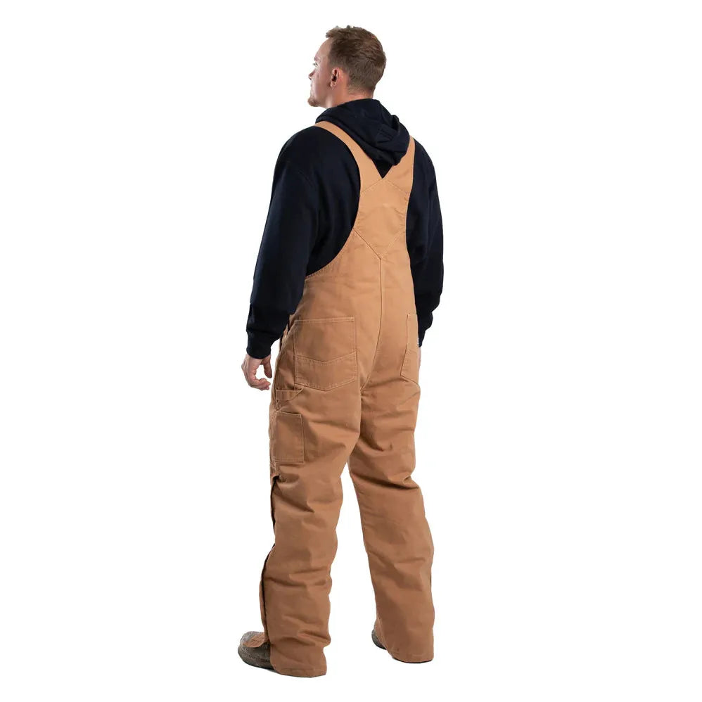 Berne Vintage Washed Insulated Duck Bib Overalls - Brown Duck