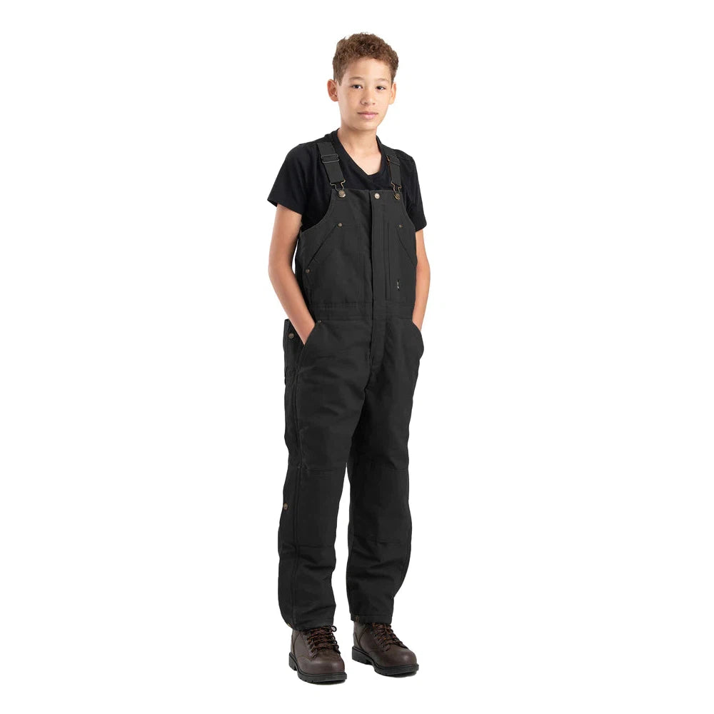 Berne Youth Washed Insulated Bib Overalls - Black