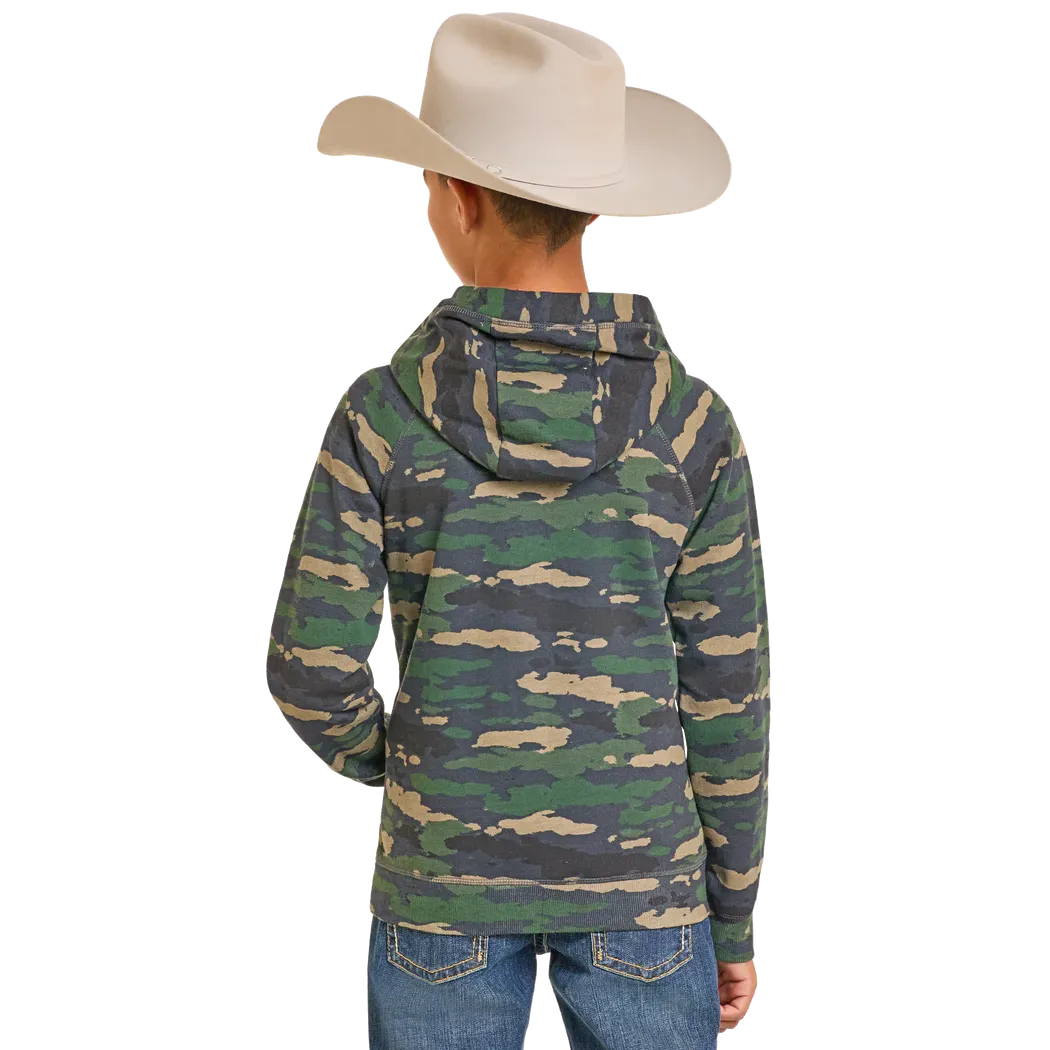 Rock & Roll Boy's Cowboy Camo Graphic Hoodie - Green