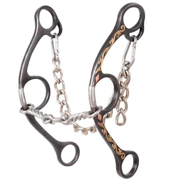 Classic Equine Twisted Wire Dogbone Long Shank Gag Barrel Bit - Diamond3