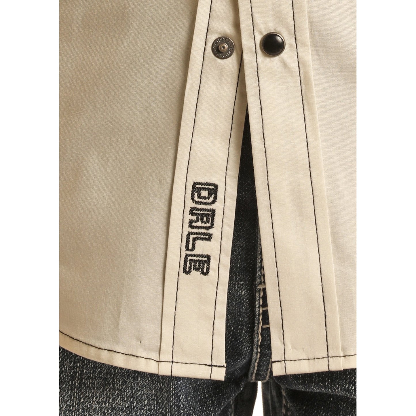 Rock & Roll Boy's Long Sleeve 2 Pocket Border Woven Snap Shirt - Black