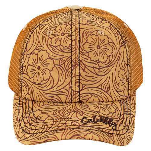 Catchfly Women's Baseball Cap - Bronze w/Floral Emboss