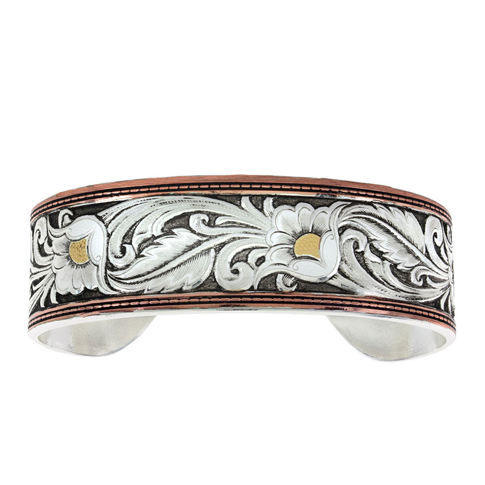 Montana Silversmith Gold Silver Leather Pattern Cuff