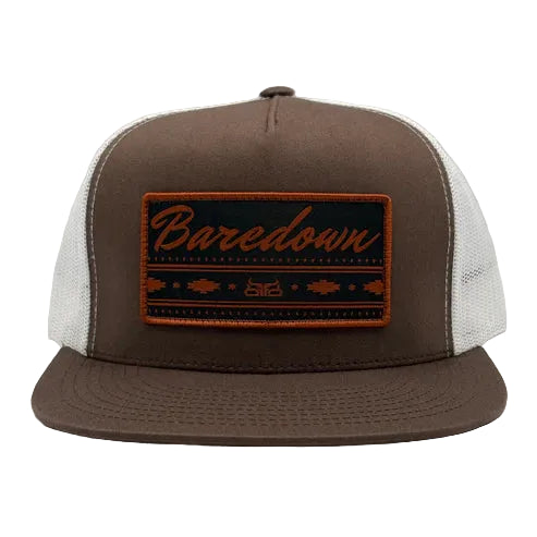 Baredown Brand Rust Flat Cap - Brown/White