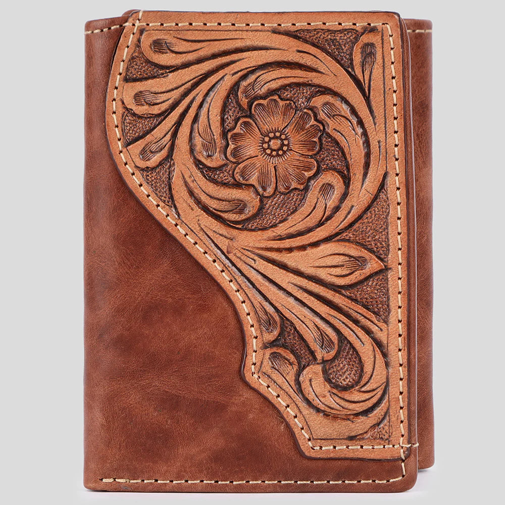 Bar H Western Leather Trifold Wallet
