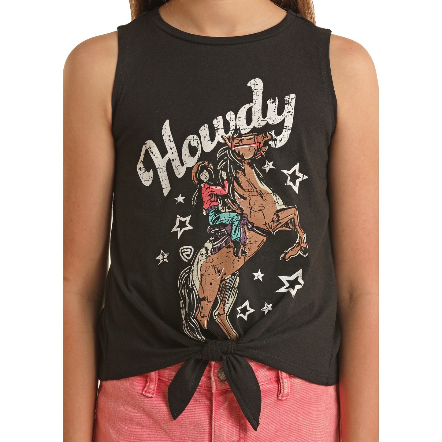 Rock & Roll Girl's Graphic Tank w/Tie - Black