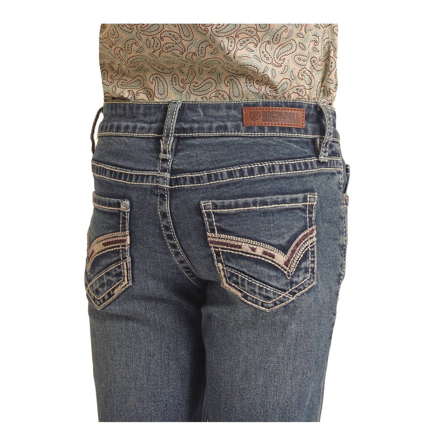 Rock & Roll Girl's Cowhide Embroidered Midrise Boot Cut Jeans - Medium Wash