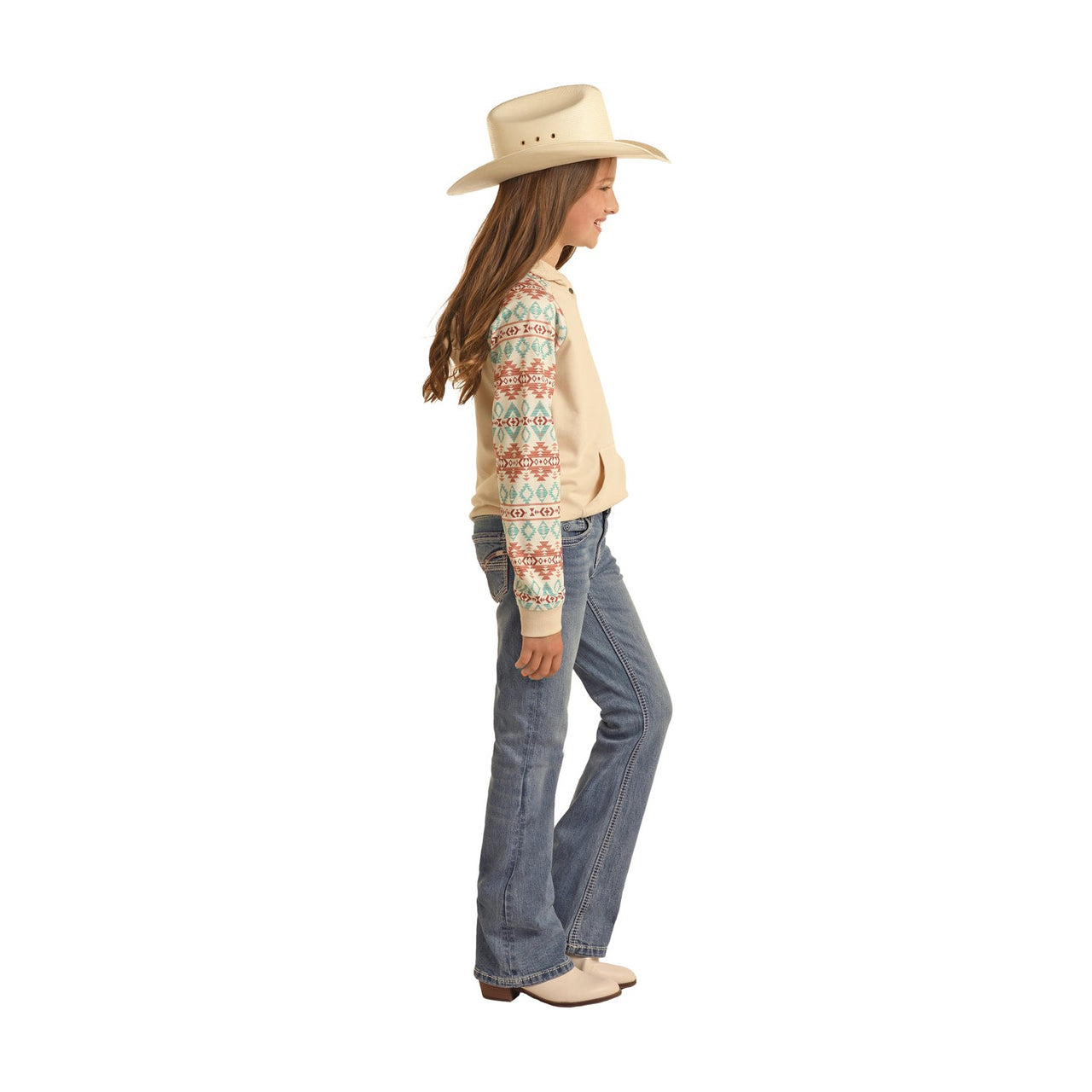 Rock & Roll Girl's Cowhide Applique Mid Rise Bootcut Jeans - Medium Vintage