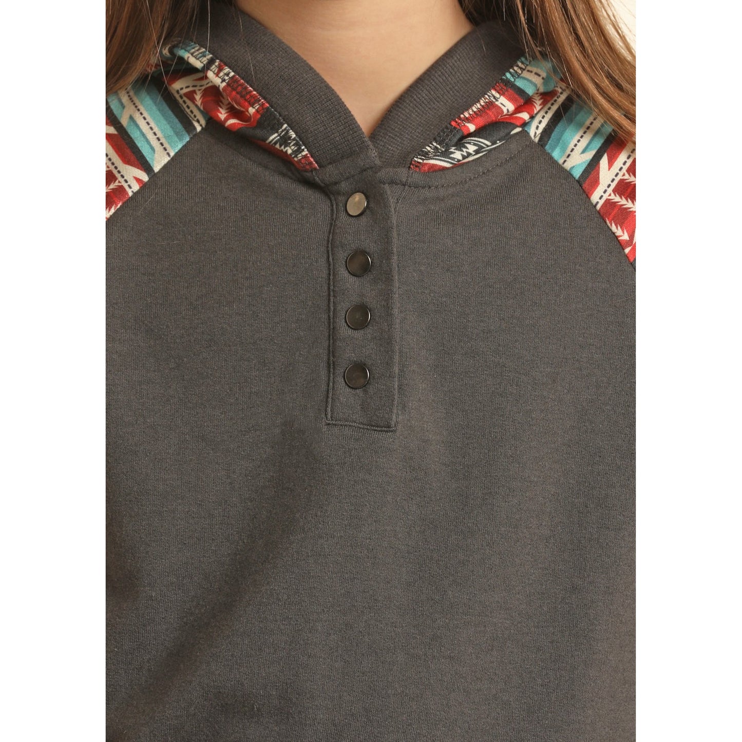 Rock & Roll Girl's Contrast Sleeve Hoodie - Black