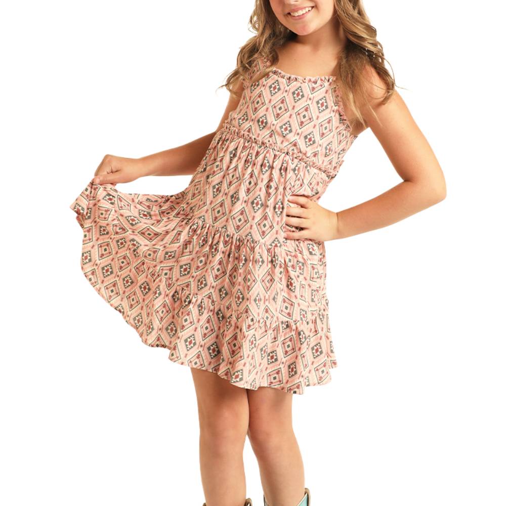 Rock & Roll Girl's Aztec Dress - Pink