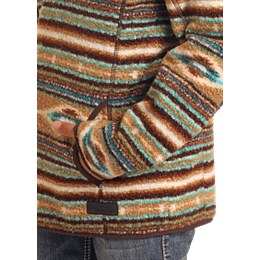 Rock & Roll Boy's Printed Berber Stripe Pullover - Tan