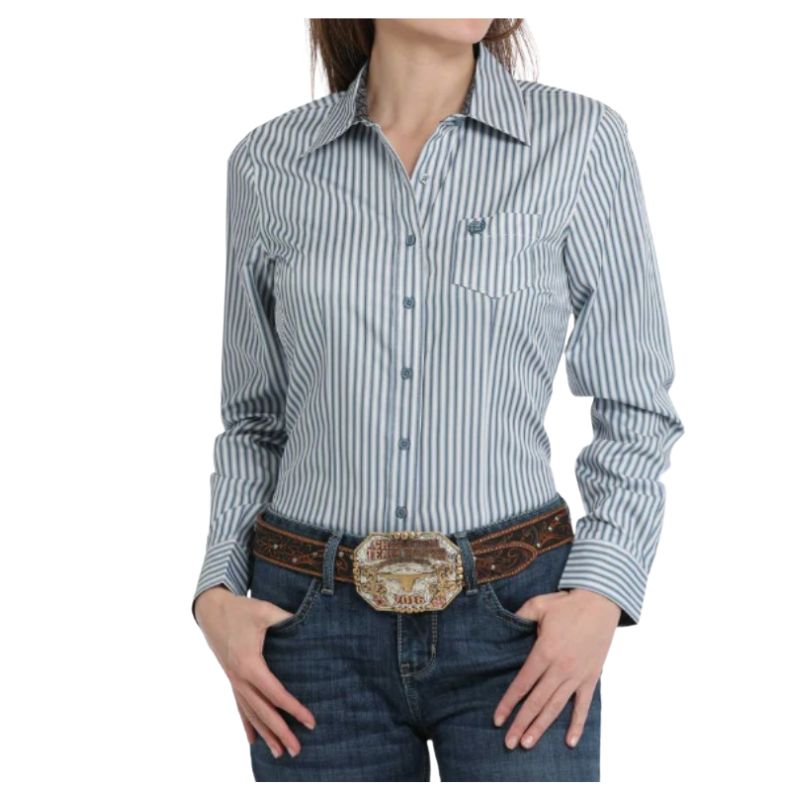 Cinch Women's Long Sleeve Print Shirt - Blue