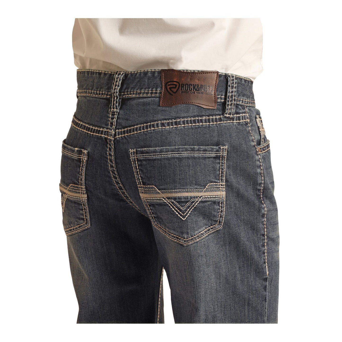 Rock & Roll Men's Double Barrel Relaxed Fit Straight Bootcut Jeans - Medium Vintage