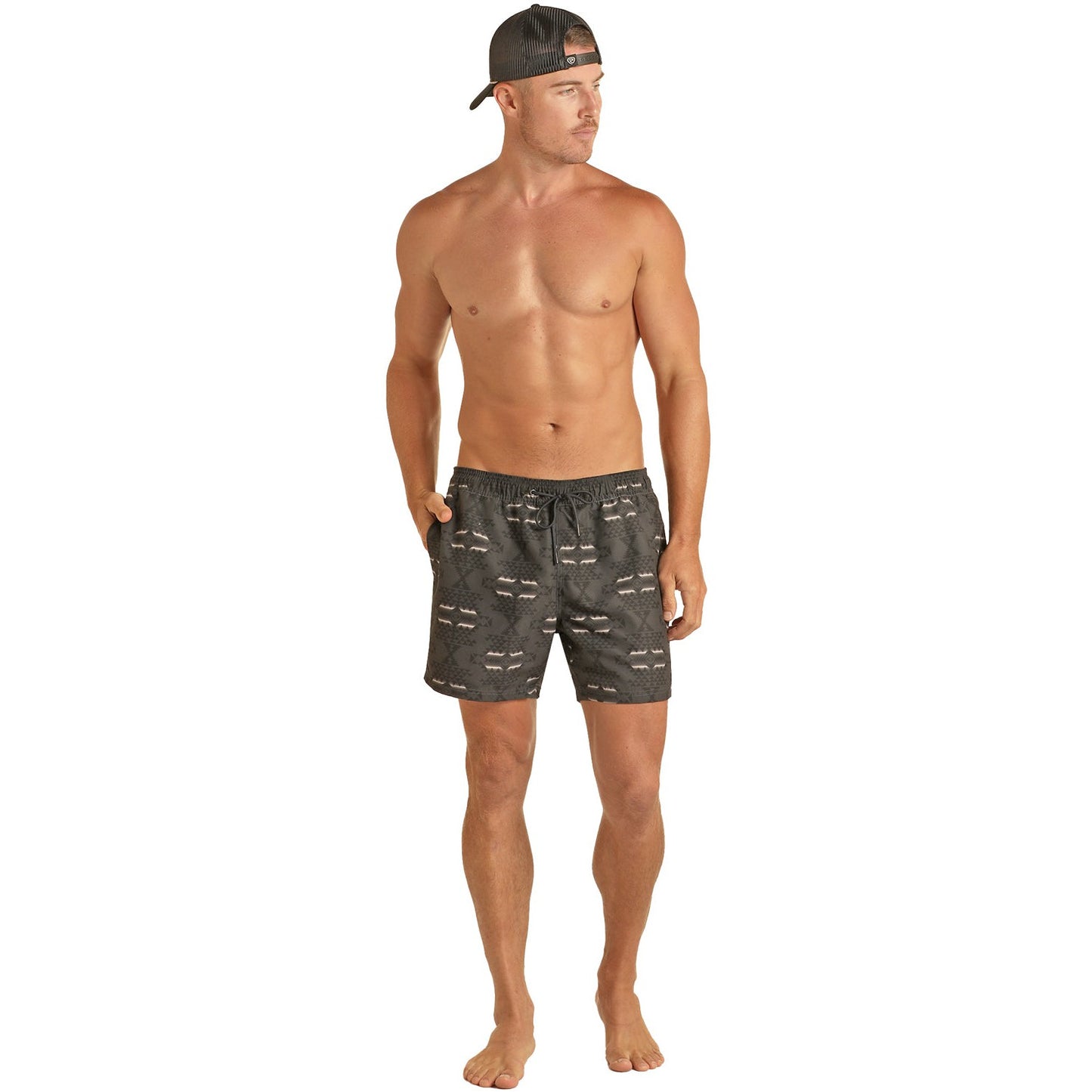Rock & Roll Men's Aztec Swim Board Shorts - Black