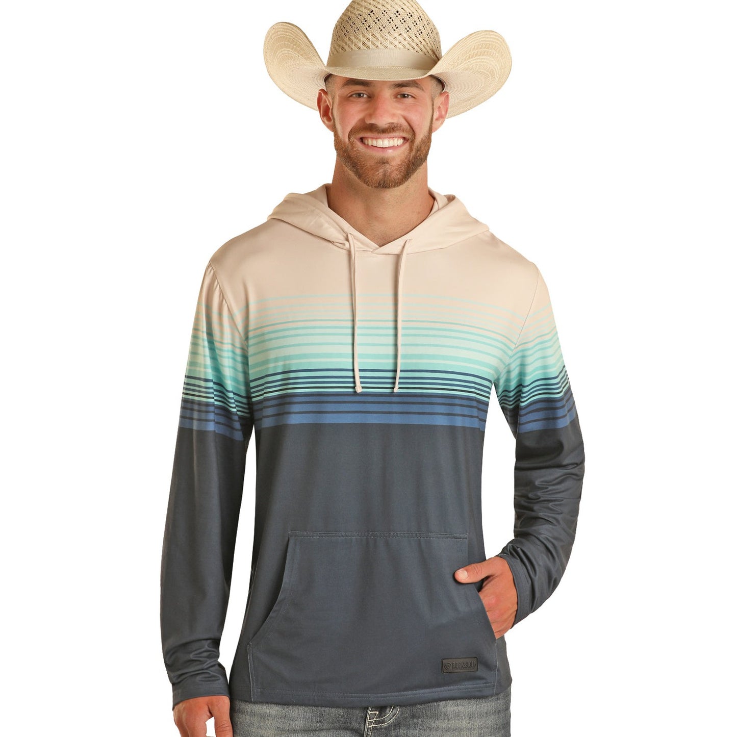 Rock & Roll Men's Color Block Hoodie - Navy