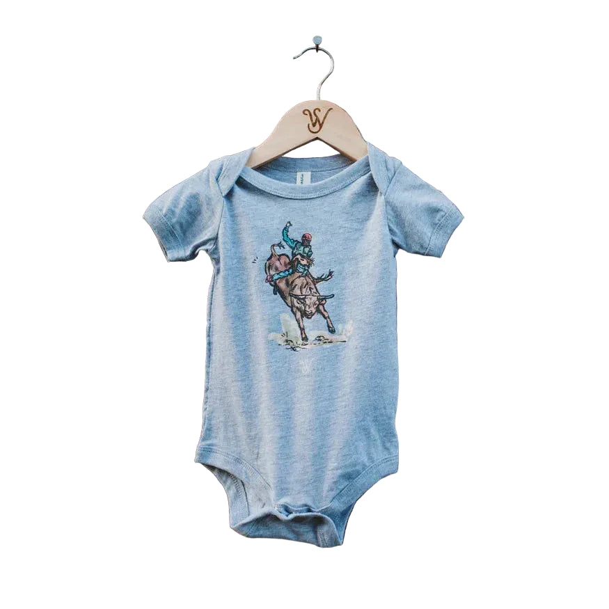 Sage West Kid's Bull Rider Onesie - Light Blue
