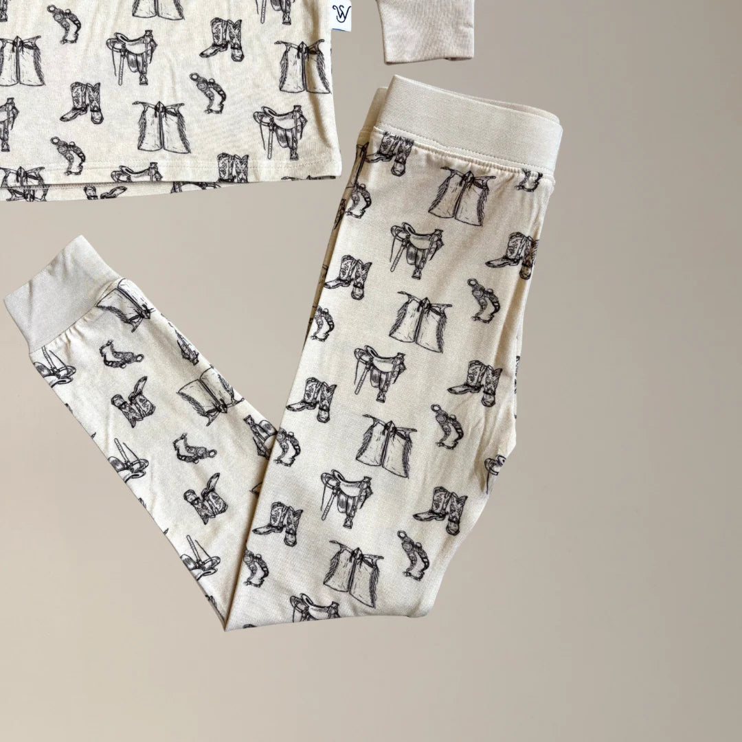 Sage West Toddler Tack Room Sleepwear Set - Cream