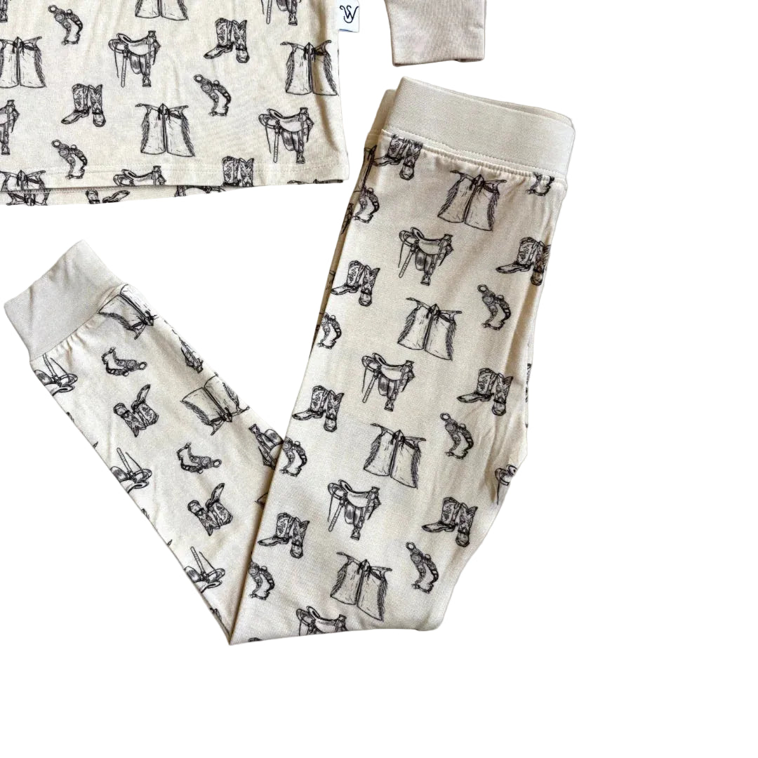 Sage West Toddler Tack Room Sleepwear Set - Cream